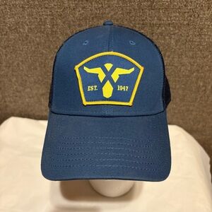 Wrangler Cap Hat One Size 6 Panel‎ Twill Mesh Snapback Trucker Blue Yellow